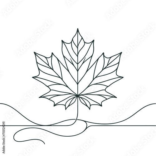 Continuous contour of maple leaf in one line