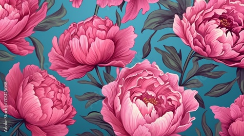 seamless pattern with pink flowers