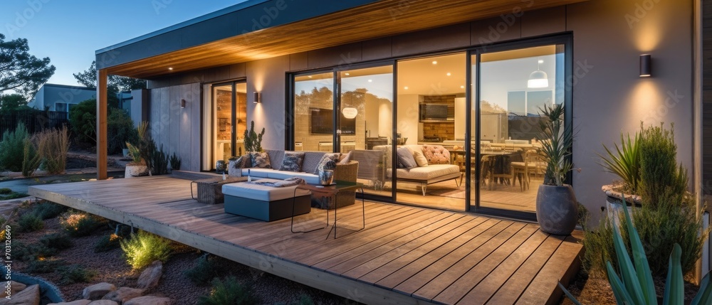 View of an outdoor room of a modern home
