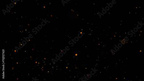 Gold bokeh on black background. Gold glitter defocused lights on black background