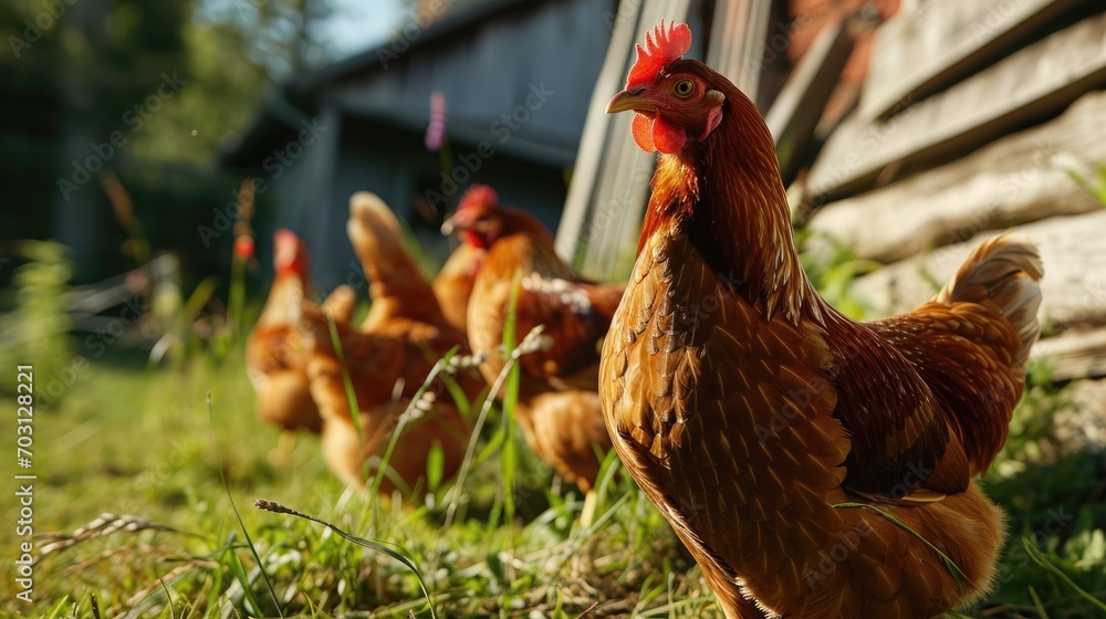 Fototapeta premium Hen on the chicken farm.