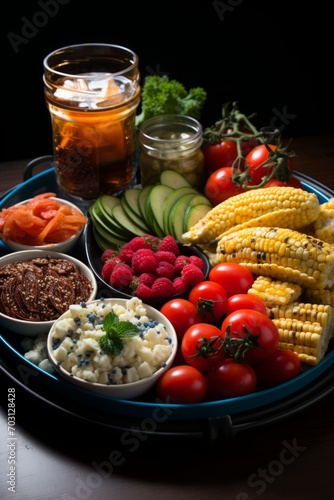 Hearty Brunch Platter with Corns and Tomatoes