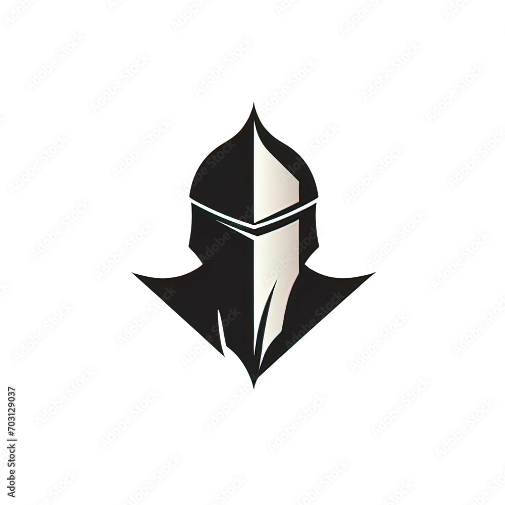 Fototapeta premium Design of minimalist logo featuring a knight in black 