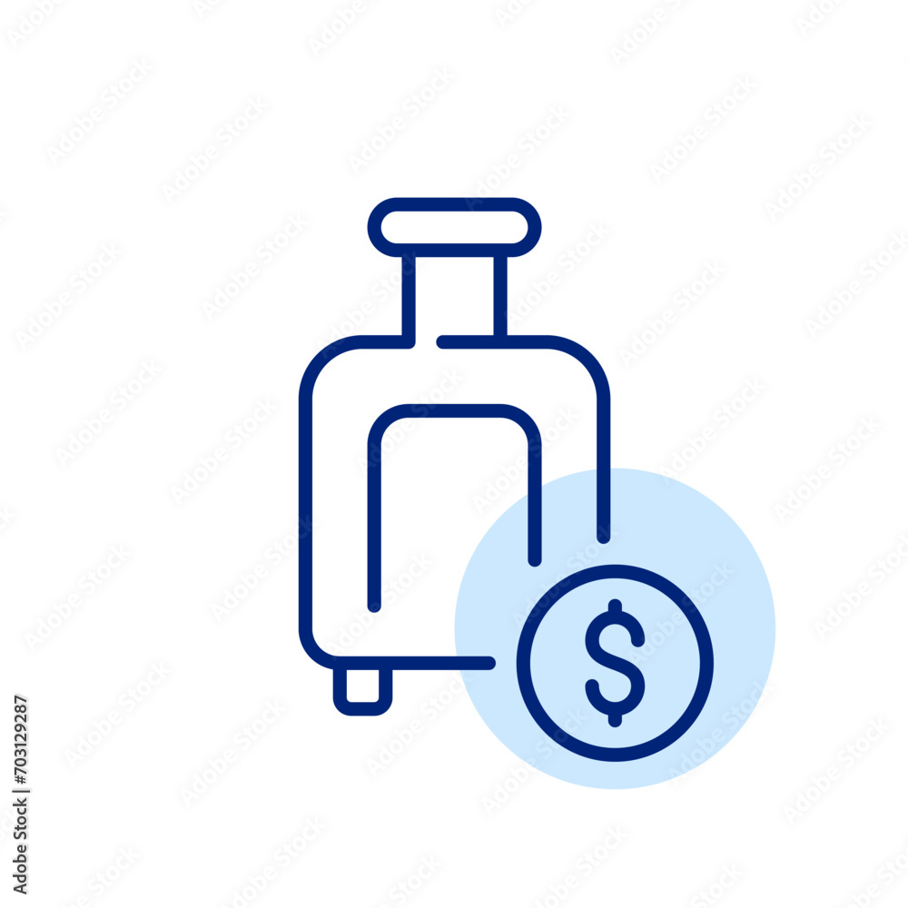 Buy additional check in luggage. Pixel perfect, editable stroke icon Buy additional check in luggage. Pixel perfect, editable stroke icon