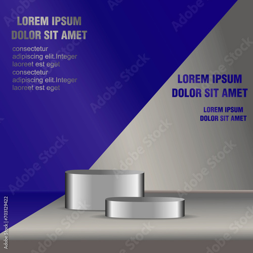 Podium Product Presentation, Podium product display stand, pedestal studio metalic blue and silver color background