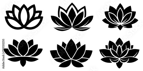 lotus flower icon set. silhouette of lotus vector collection
