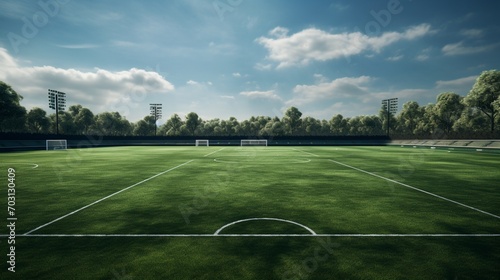 soccer field with sky and clouds