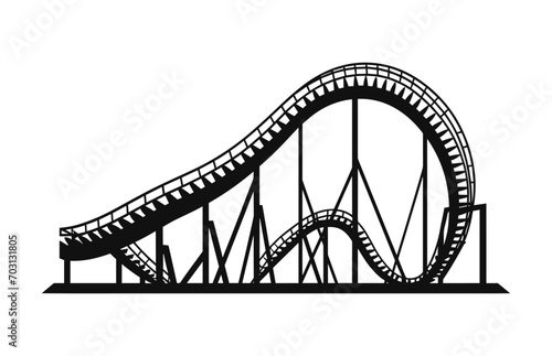 Fototapeta Naklejka Na Ścianę i Meble -  A Rollercoaster black Silhouette, Roller coaster Vector isolated on a white background