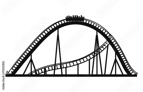 A Rollercoaster black Silhouette, Roller coaster Vector isolated on a white background