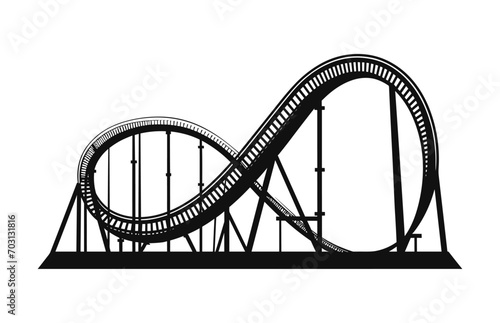 Fototapeta Naklejka Na Ścianę i Meble -  A Rollercoaster black Silhouette, Roller coaster Vector isolated on a white background