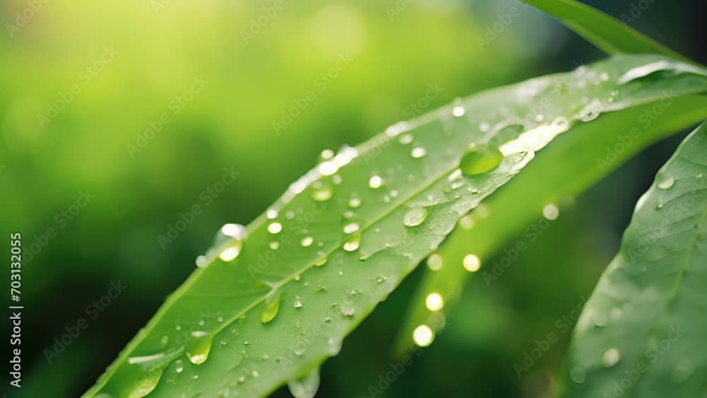 Closeup of a leaf catching raindrops, its s and texture highlighted by the glistening water. Closeup of a leaf catching raindrops, its s and texture highlighted by the glistening water.