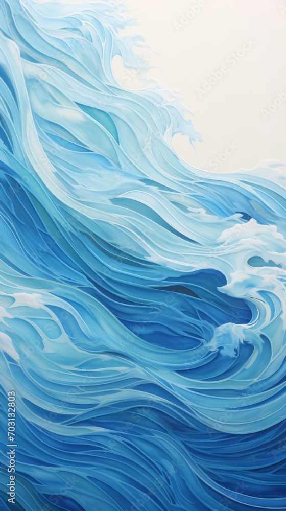 A painting of a wave in blue and white A painting of a wave in blue and white