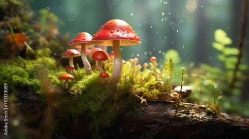 Mushrooms in a Mossy Forest