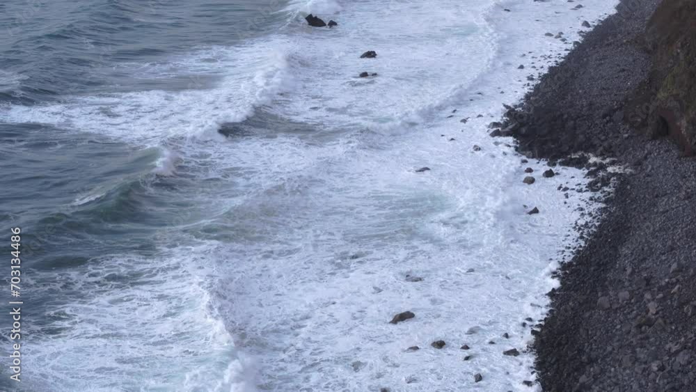 Tilt up shot of atlantic ocean with big waves near Azores - Drone shot Tilt up shot of atlantic ocean with big waves near Azores - Drone shot