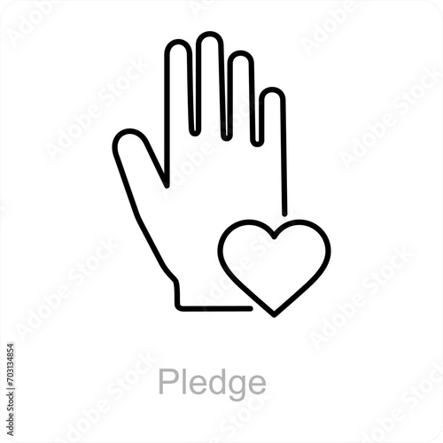 Pledge and heart icon concept