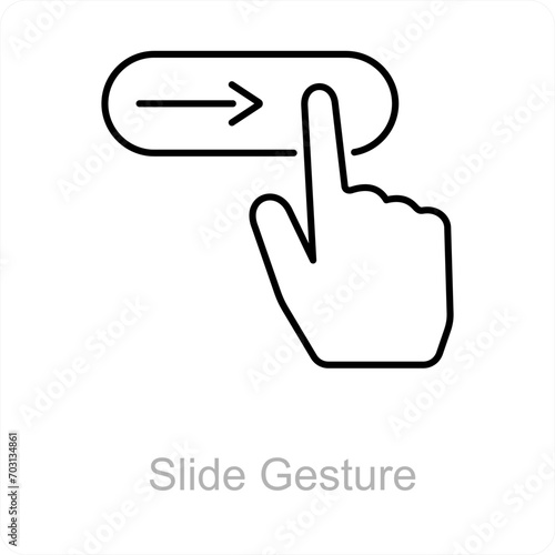 Slide Gesture and hand icon concept