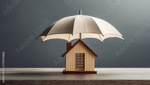 umbrella wallpaper Guarded Residence: Home Insurance Concept with a Wooden House and Umbrella"