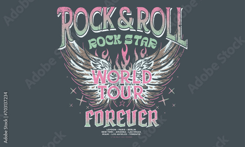 Eagle wing and fire design. Microphone music poster design. Rock and roll vintage print design. Guitar vector artwork for apparel, stickers, posters, background and others. Music forever artwork.