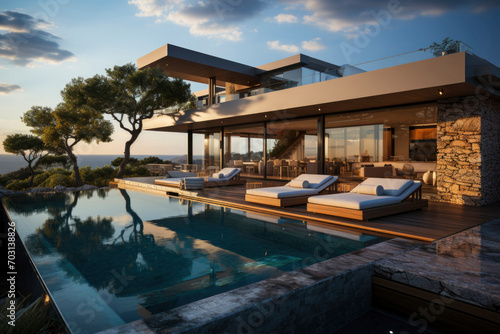 Modern villa with a private rooftop infinity pool overlooking the sea © Tjeerd