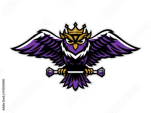 illustration of cartoon cardinal owl wearing crown