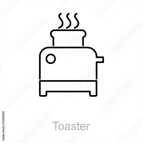 Toaster and bread toaster icon concept 