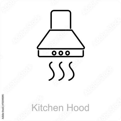 Kitchen Hood and hood icon concept