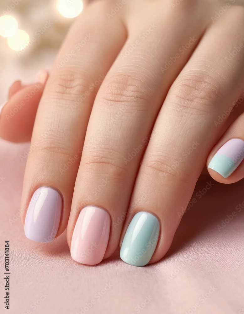 manicure, pastel colors, beautiful thin fingers manicure, pastel colors, beautiful thin fingers