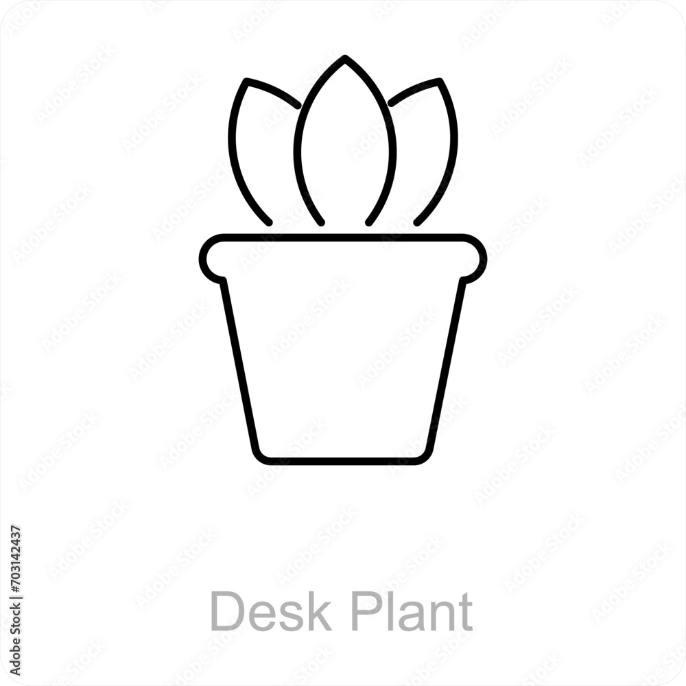 Desk Plant and desk icon concept Desk Plant and desk icon concept