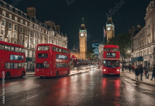 London Big Ben and traffic on Westminster Bridge