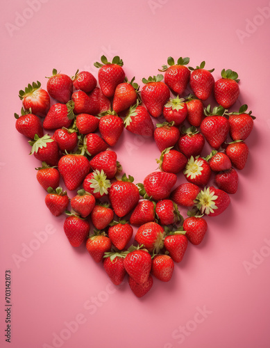 juicy strawberry in the shape of a heart. valentine's day concept. Love