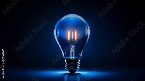 Blue glow with a bulb on a dark background.