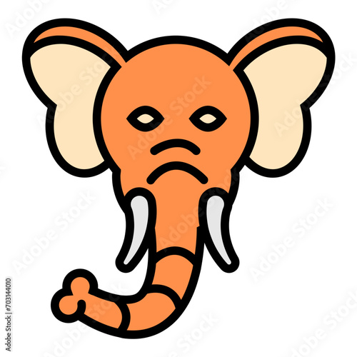 Elephant Colored Outline Icon Design Vector