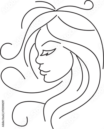 profile Face Woman icon line