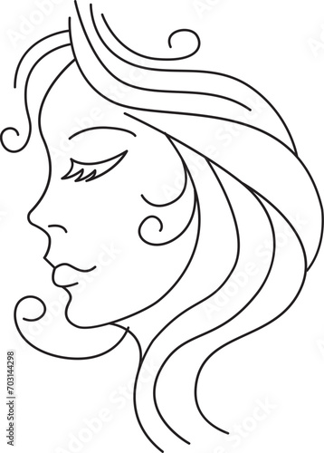 profile Face Woman icon line
