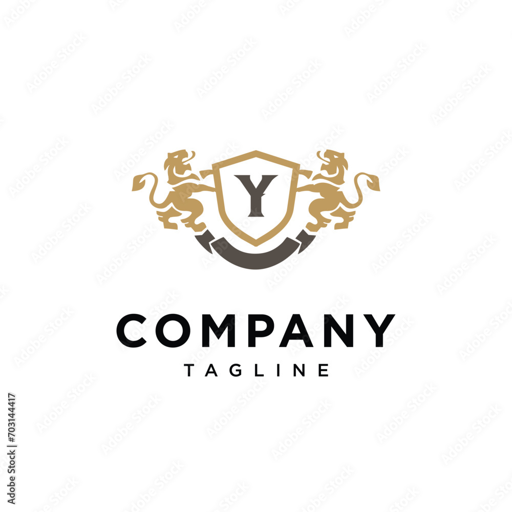 Obraz premium Letter Y Lion Shield vintage logo icon vector template