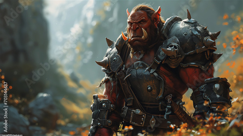 Cinematic photo of an orc fantasy character in full body armor © Johlan Higs
