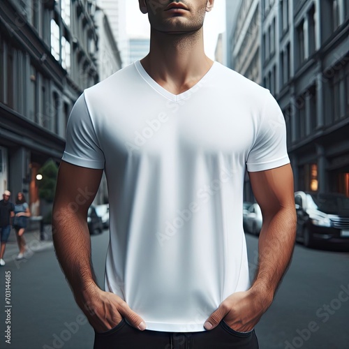 Man white outfit pose model