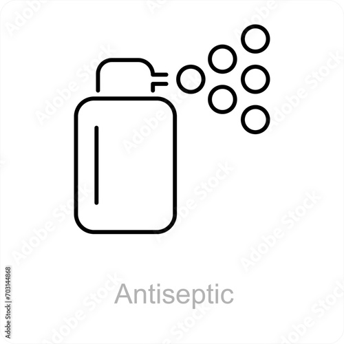 Antiseptic and hand icon concept 