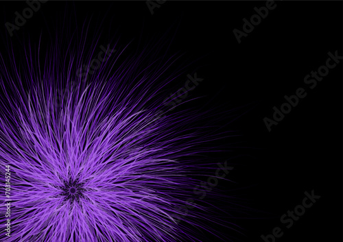 Purple fantasy flowers on a black background Used in media design