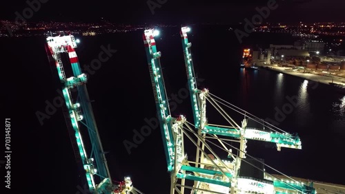 night view of sts in the harbor