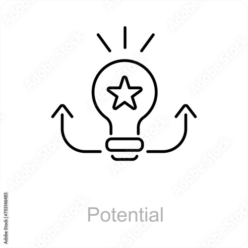 Potential and brain icon concept 