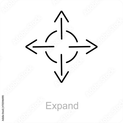 Expand and arrow icon concept 