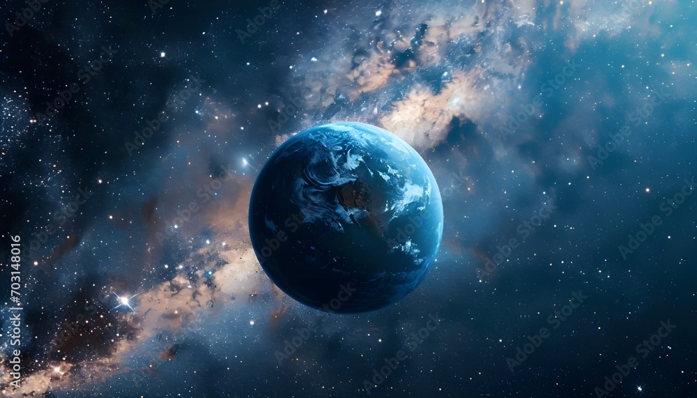 Obraz premium Blue Marble Earth planet on Milky Way background