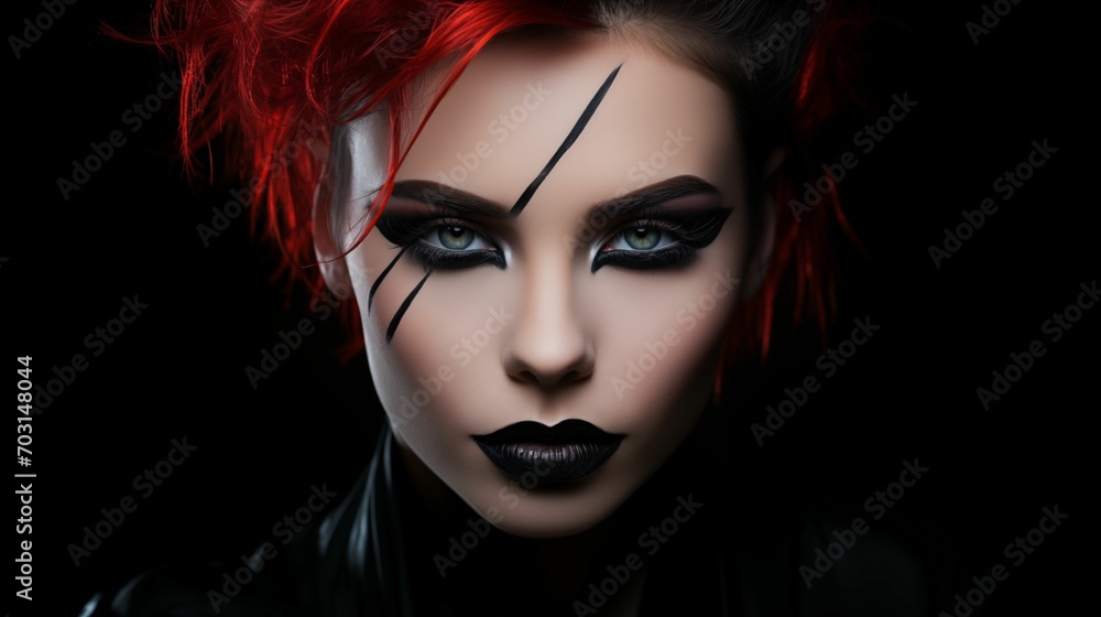 Portrait of a girl with defiant makeup. Portrait of a girl with defiant makeup.