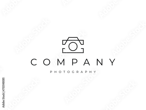 minimal camera photography line logo design