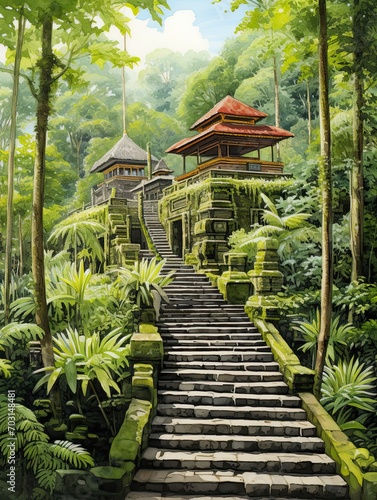 Balinese Temples  A Spiritual Journey Through Enchanting Wall Art