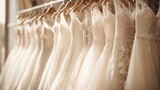 The elegance of luxury wedding dresses on hangers.