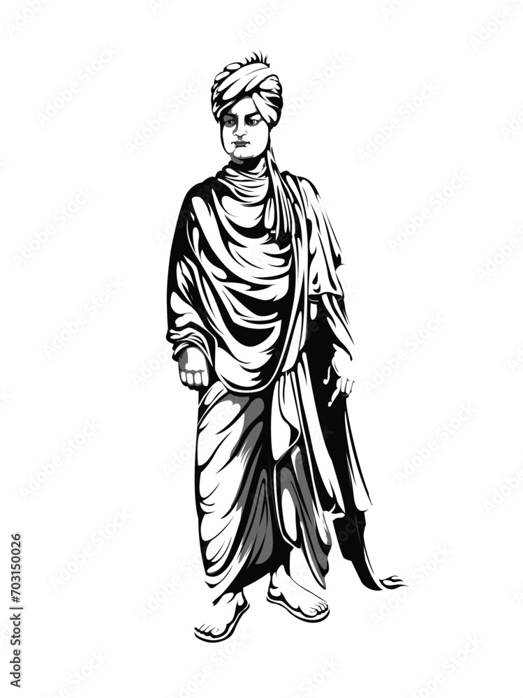 Vector illustration Swami Vivekananda editable post template