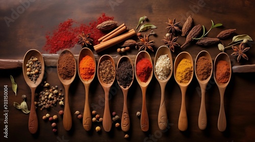 Wooden spoons with a mixture of spices.