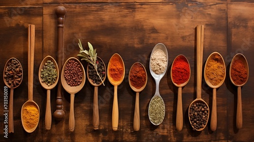 Wooden spoons with a mixture of spices.